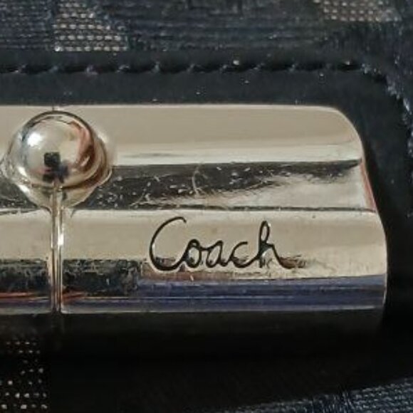 Coach Black Signature Canvas and Leather Wallet with Silver Clasp - Picture 2 of 6